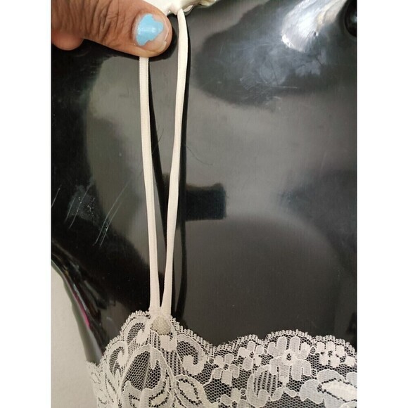 Lorraine Full Slip  Gown Size Large Off White Lace Trim Nylon 45" long  Slit USA - Picture 9 of 16